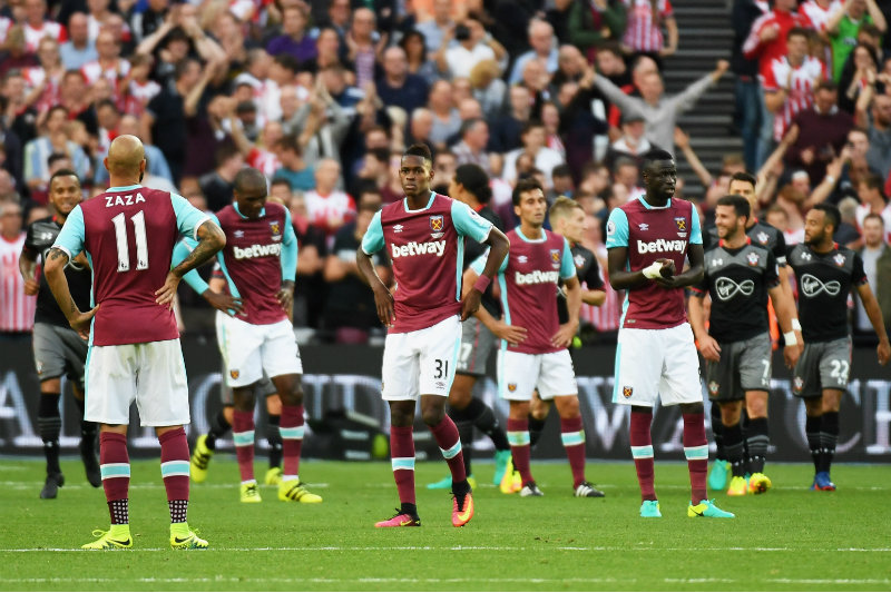 West Ham lose -03 to Southampton in the Premier League